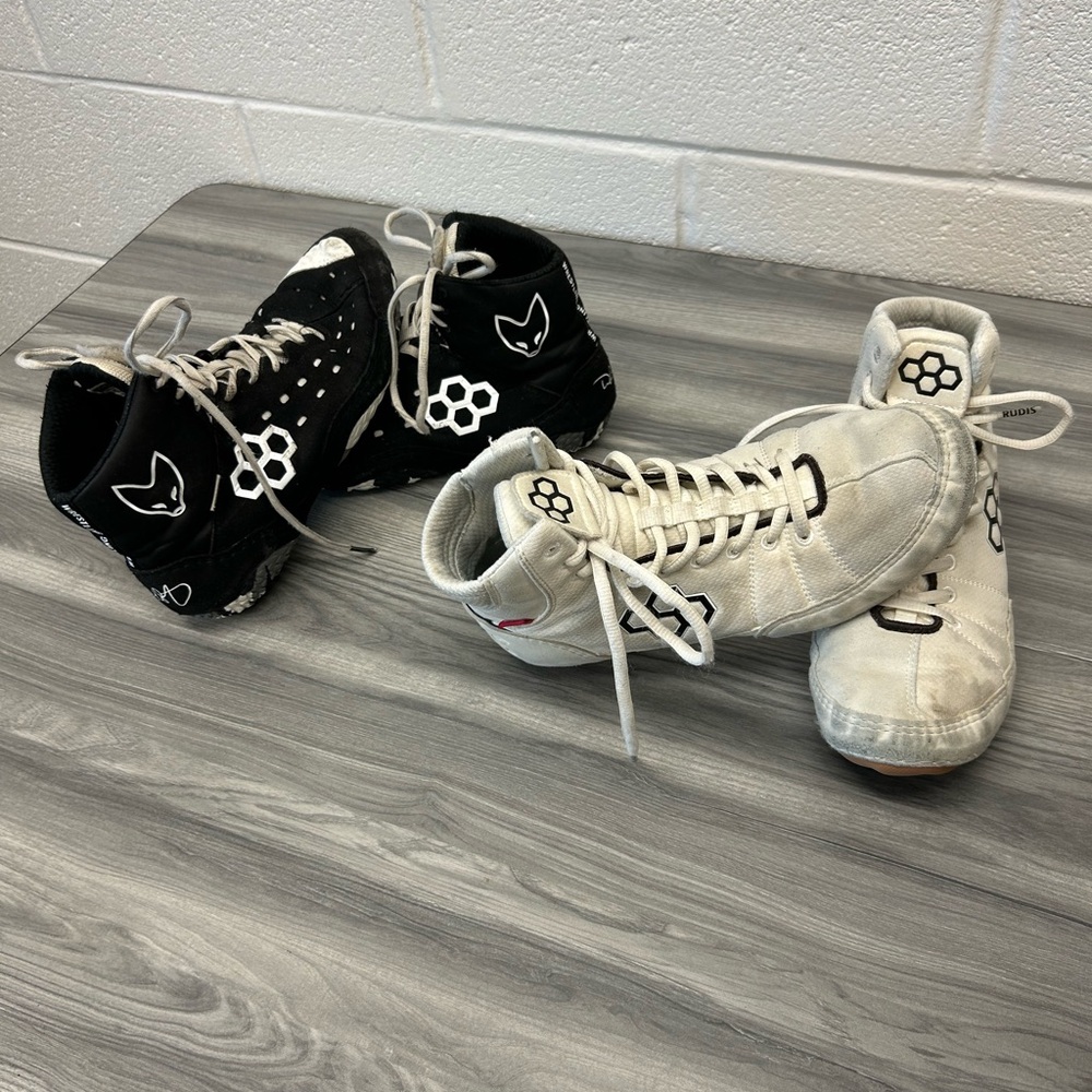 Rudis Black and White Wrestling Shoes